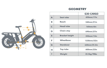 EUNORAU G30-CARGO 48V 500W Electric Cargo Bike